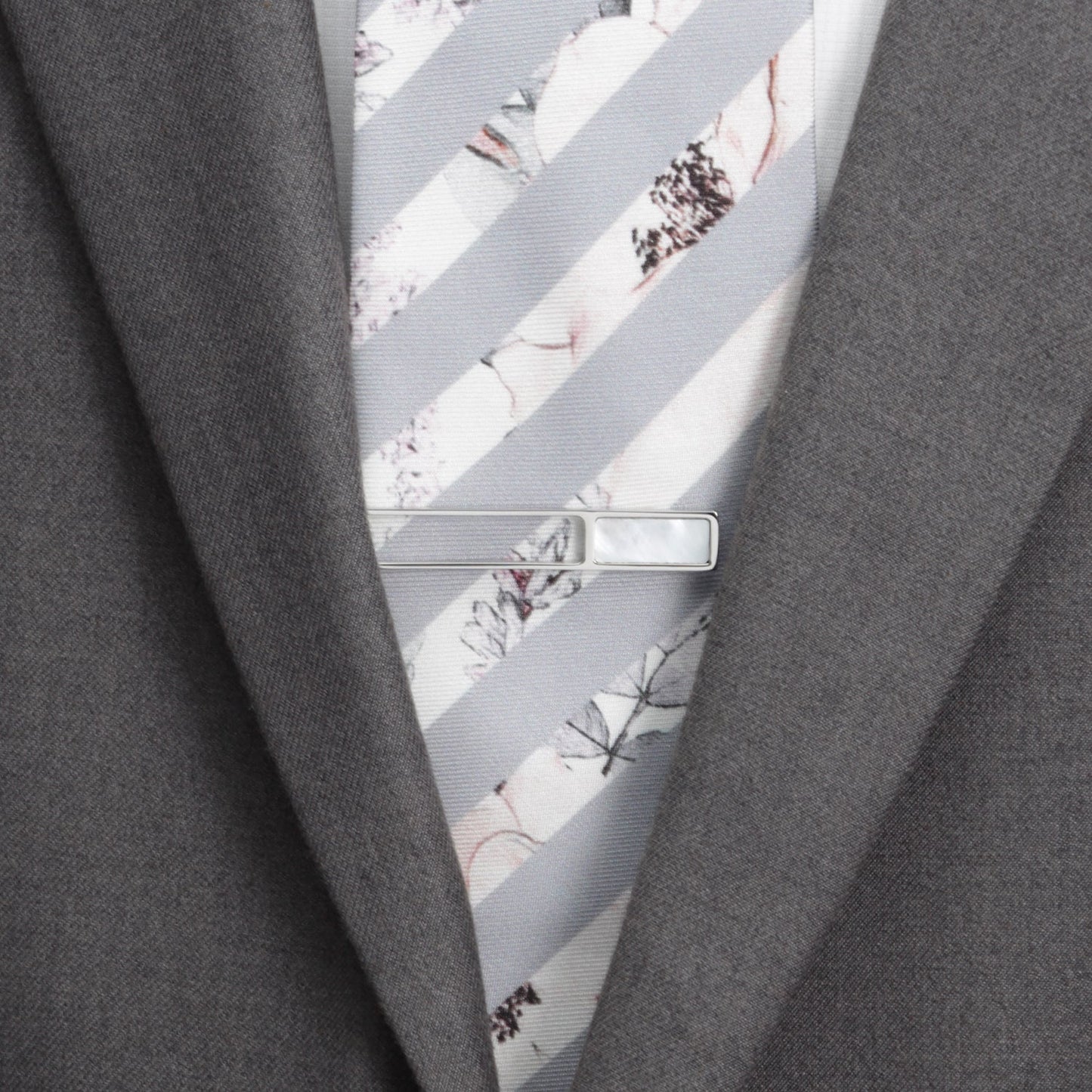 Die Cut Mother of Pearl Stainless Steel Tie Clip - Cufflinks.com - Flyclothing LLC