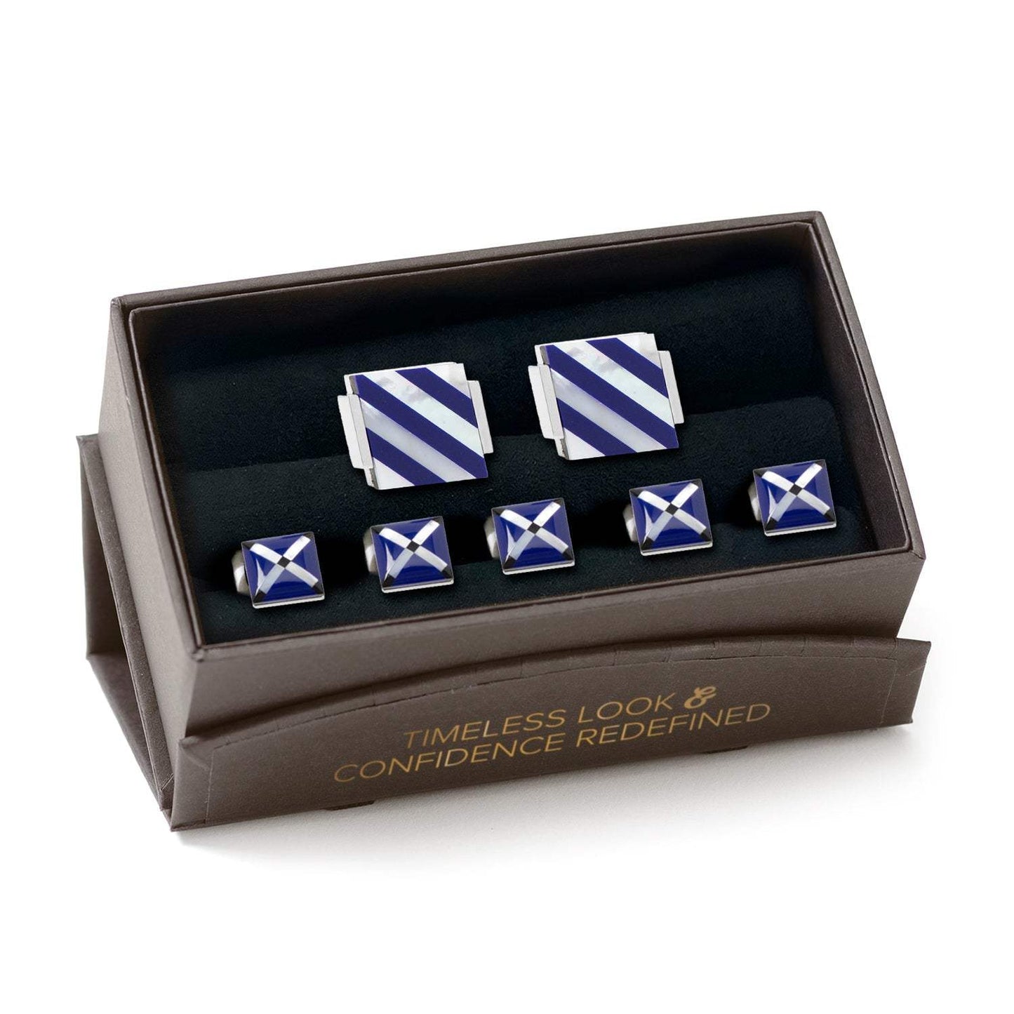 Mother of Pearl Floating and Diamond 5-Stud Set - Cufflinks.com - Flyclothing LLC