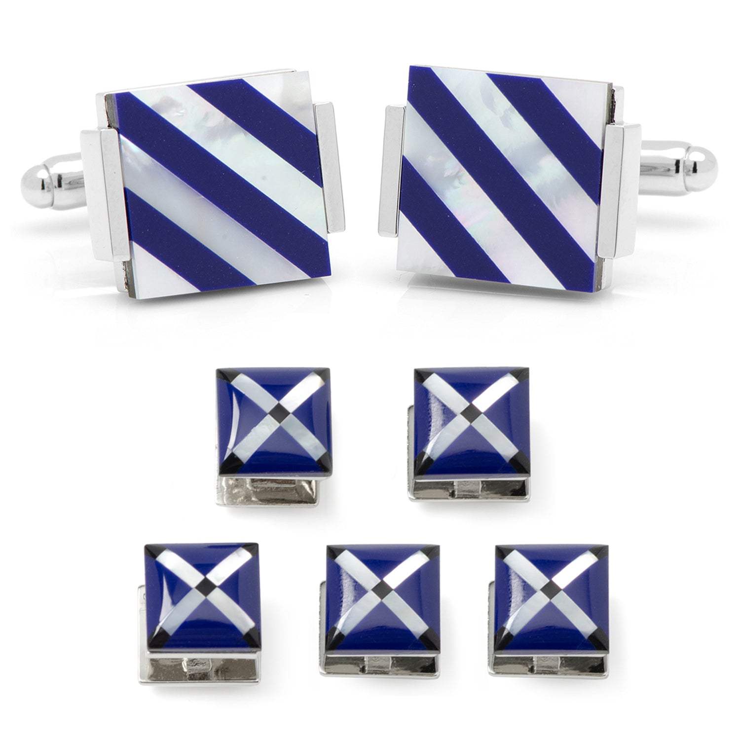 Mother of Pearl Floating and Diamond 5-Stud Set - Cufflinks.com - Flyclothing LLC