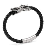 Dragon Head Braided Black Leather Bracelet with Magnetic Closure - Cufflinks.com - Flyclothing LLC