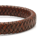 Red Brown Braided Leather Bracelet with Gunmetal Stainless Steel Magnetic Clasp - Cufflinks.com - Flyclothing LLC