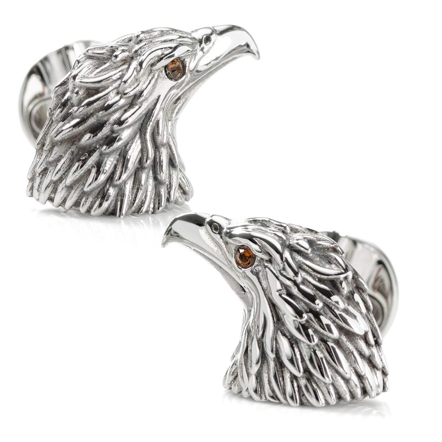 Stainless Steel Eagle Head Cufflinks - Cufflinks.com - Flyclothing LLC
