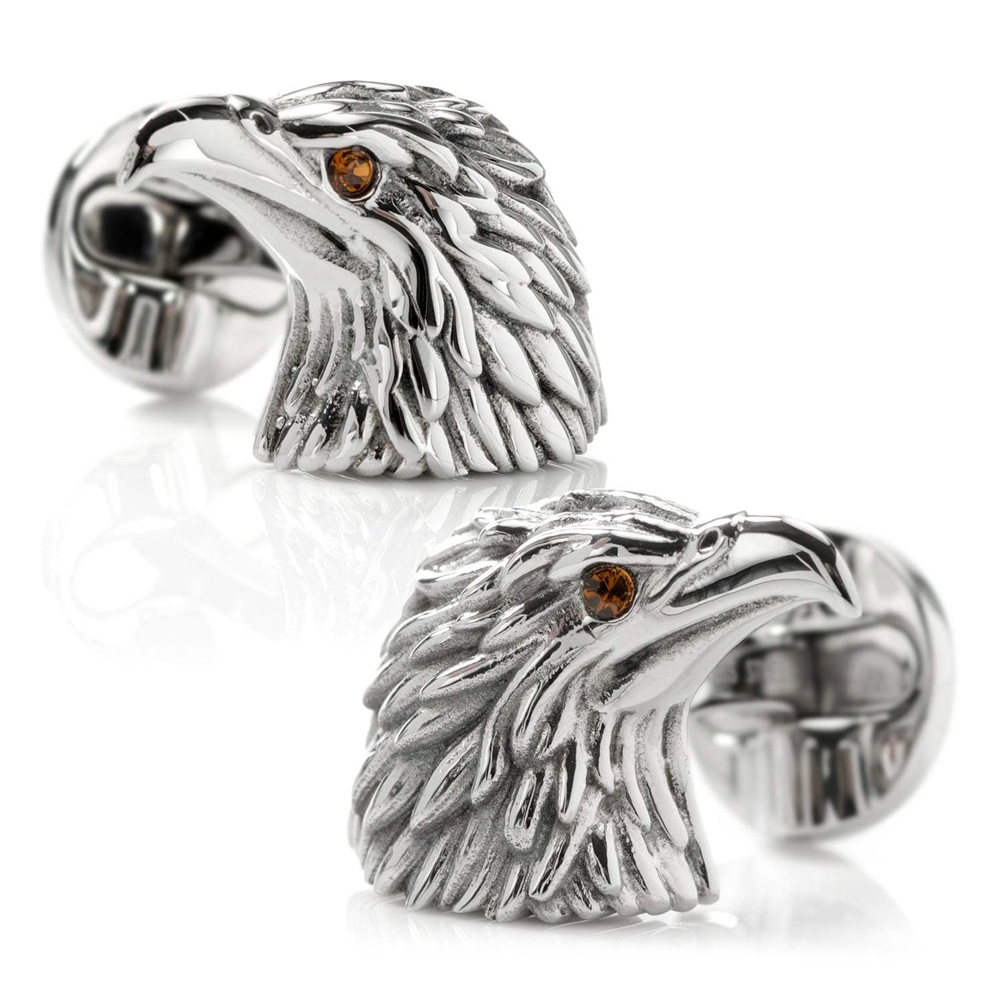 Stainless Steel Eagle Head Cufflinks - Cufflinks.com - Flyclothing LLC