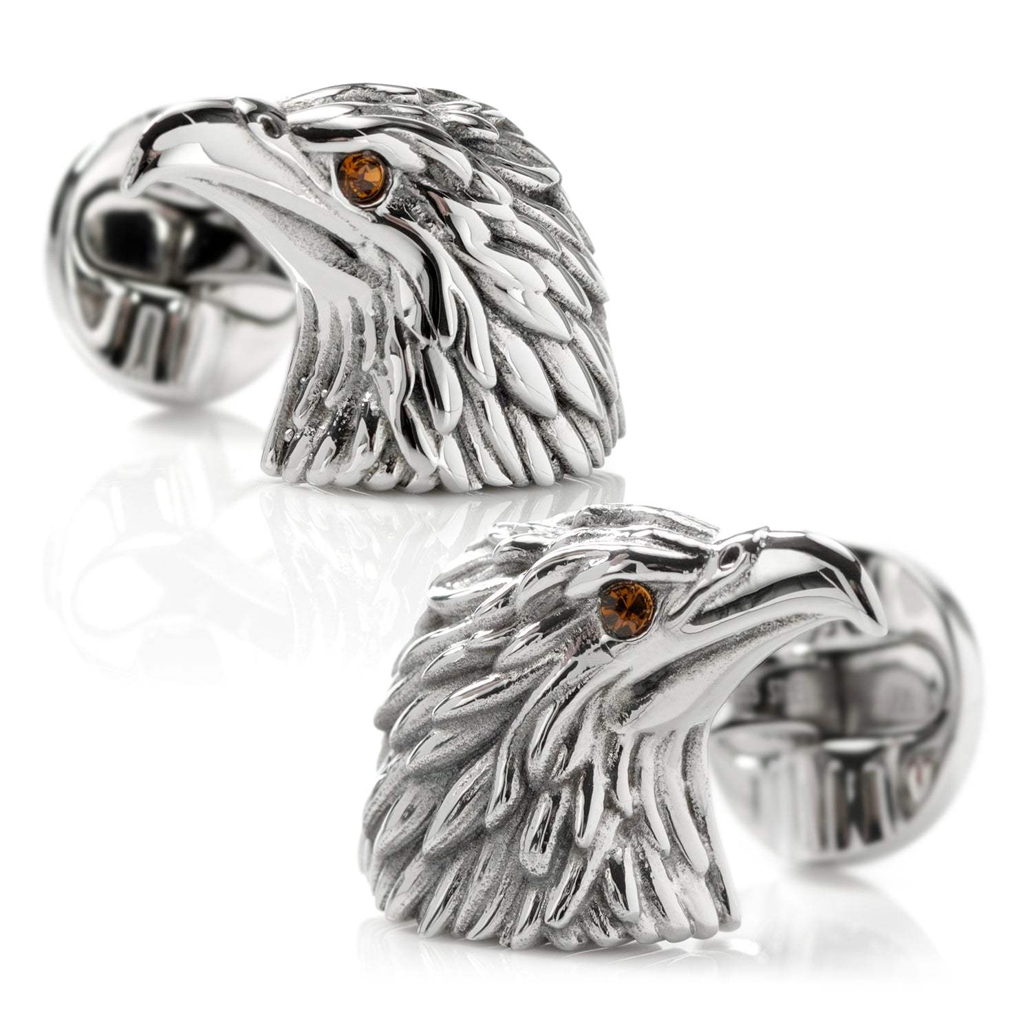 Stainless Steel Eagle Head Cufflinks - Cufflinks.com - Flyclothing LLC