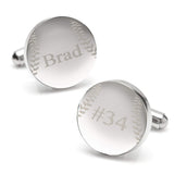 Stainless Steel Engravable Baseball Cufflinks - Cufflinks.com - Flyclothing LLC