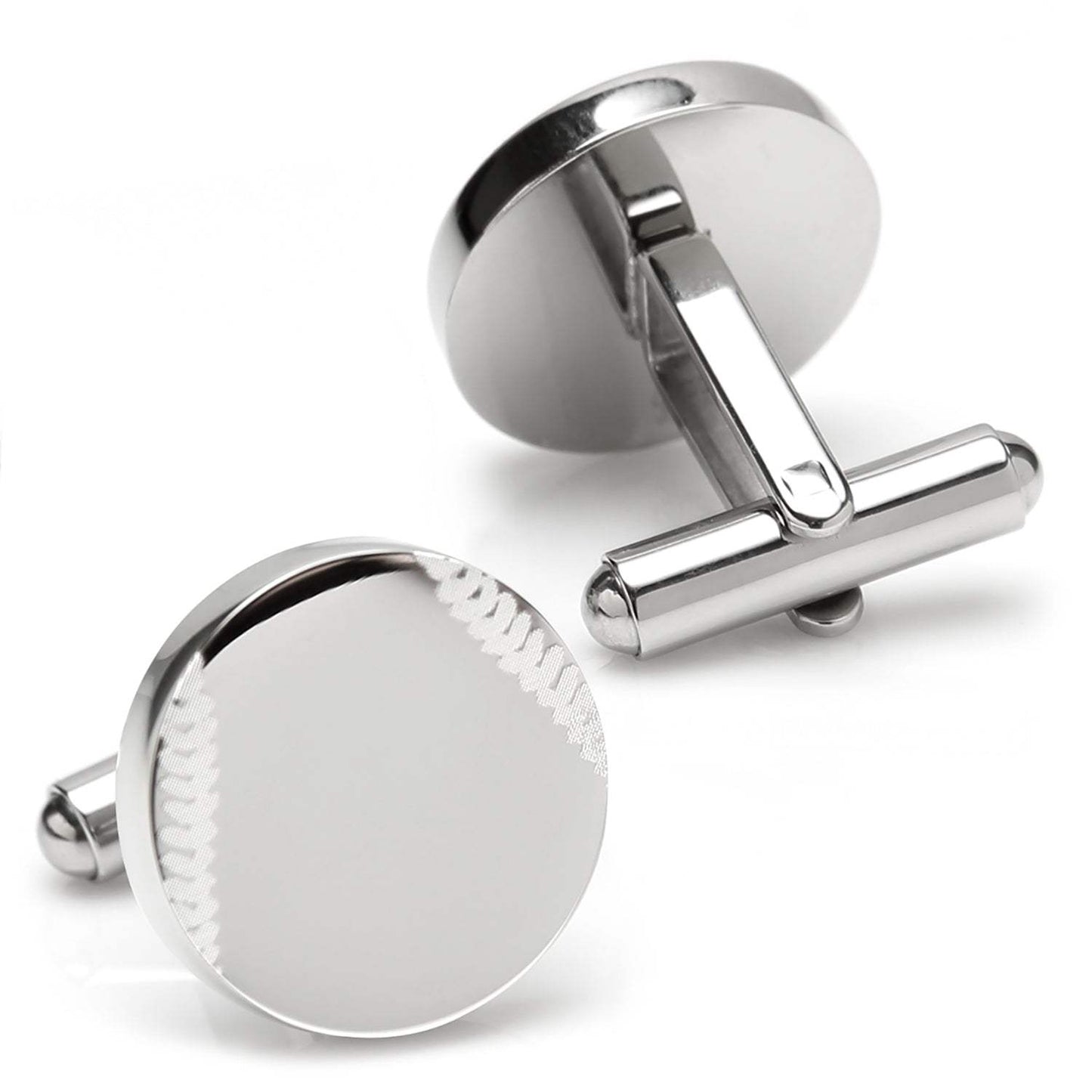 Stainless Steel Engravable Baseball Cufflinks - Cufflinks.com - Flyclothing LLC