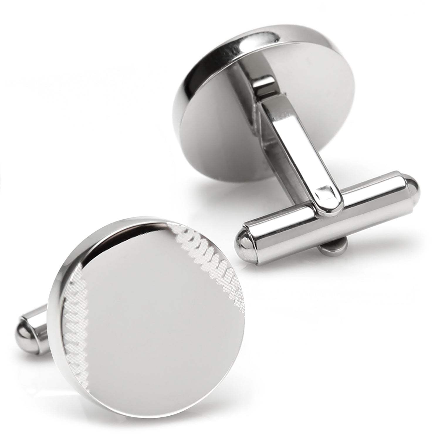Stainless Steel Engravable Baseball Cufflinks - Cufflinks.com - Flyclothing LLC