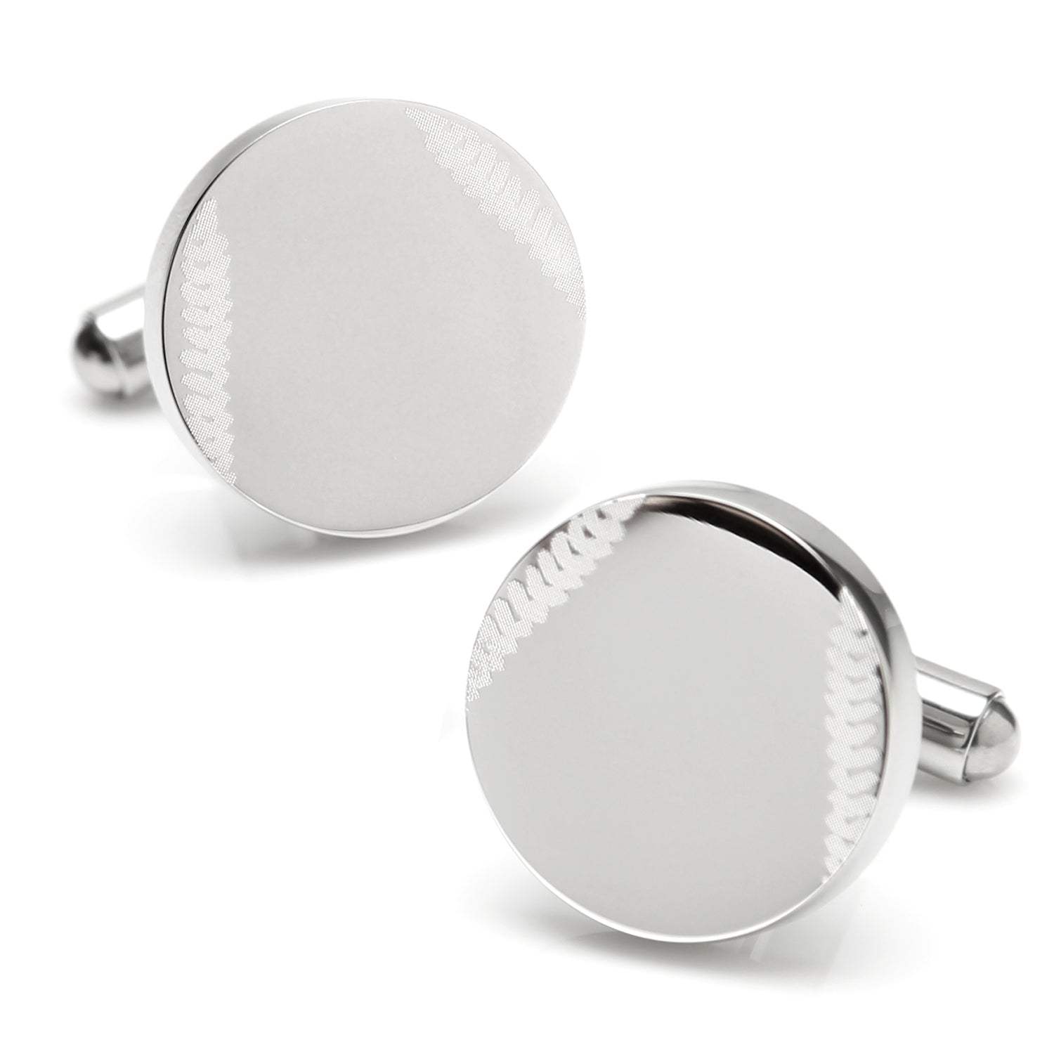 Stainless Steel Engravable Baseball Cufflinks - Cufflinks.com - Flyclothing LLC
