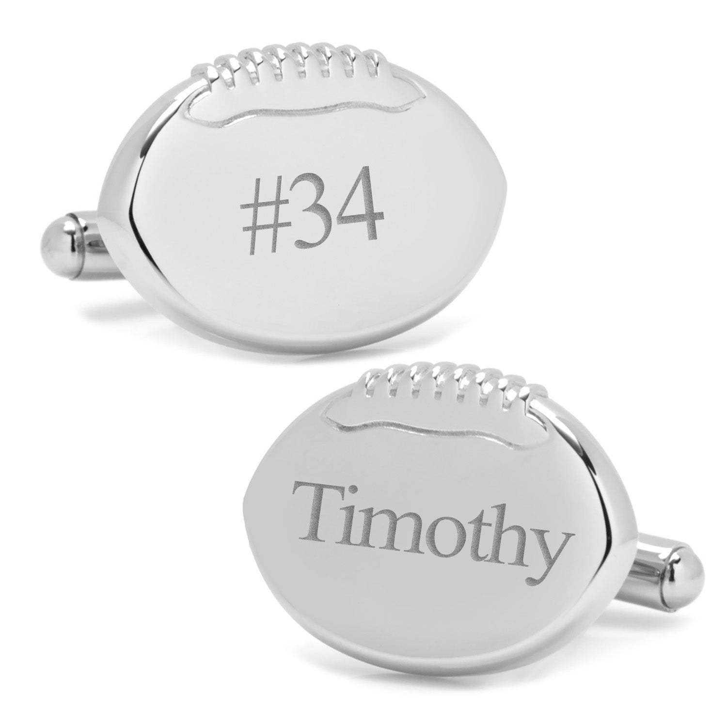 Stainless Steel Engravable Football Cufflinks - Cufflinks.com - Flyclothing LLC