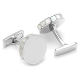 Stainless Steel Mother of Pearl Mosaic Engravable Cufflinks - Cufflinks.com - Flyclothing LLC