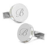 Stainless Steel Mother of Pearl Mosaic Engravable Cufflinks - Cufflinks.com - Flyclothing LLC