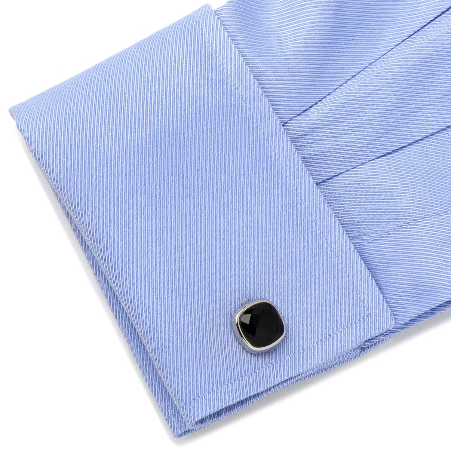 Faceted Onyx Cushion Cufflinks - Cufflinks.com - Flyclothing LLC