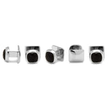 Faceted Onyx Cushion Stainless Steel 5-Stud Set - Cufflinks.com - Flyclothing LLC