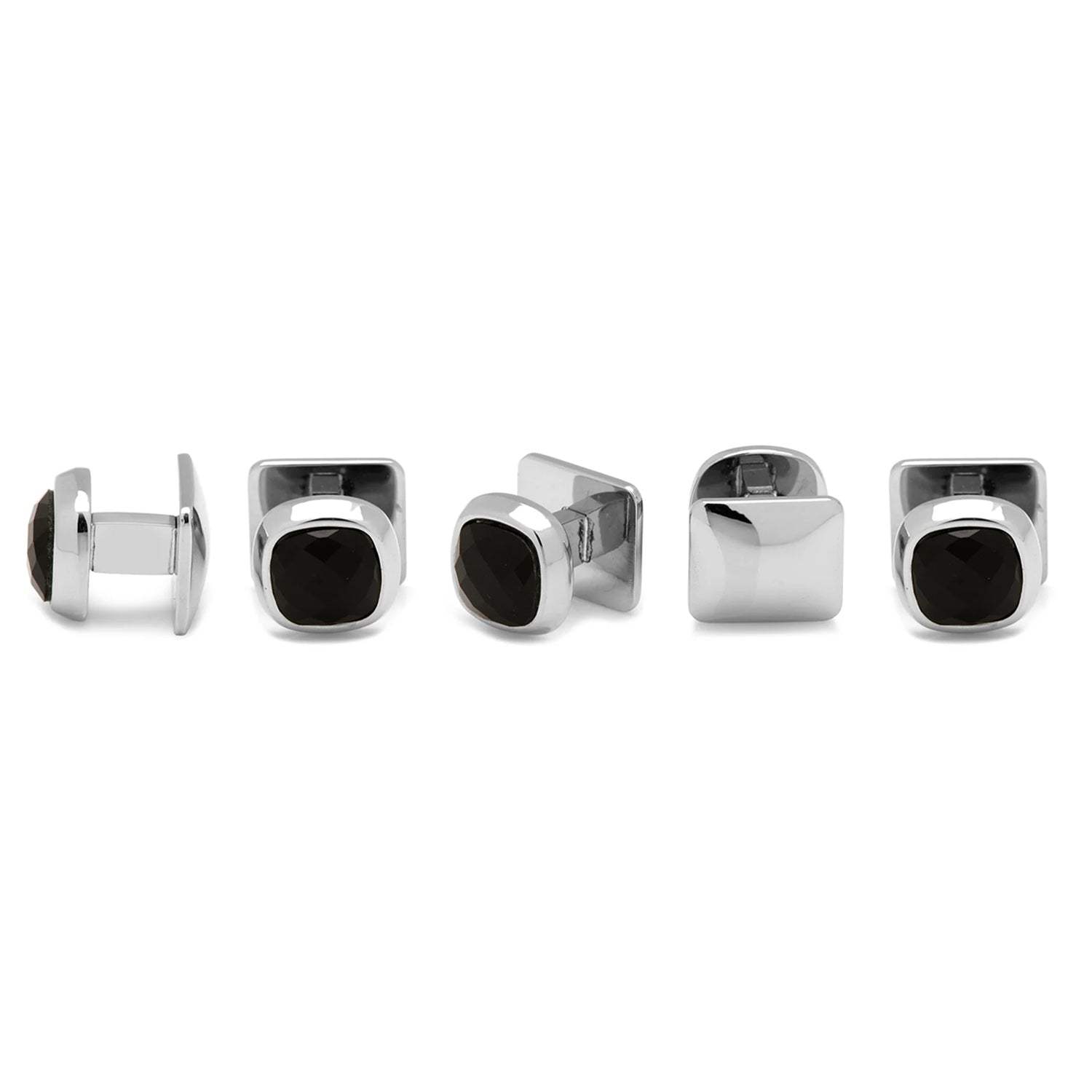 Faceted Onyx Cushion 5-Studs - Cufflinks.com - Flyclothing LLC