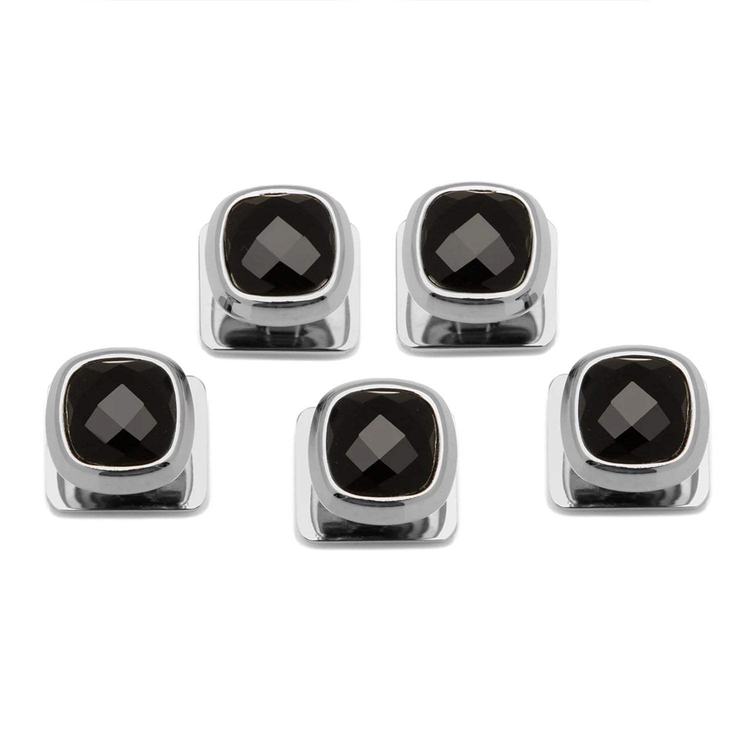 Faceted Onyx Cushion 5-Studs - Cufflinks.com - Flyclothing LLC