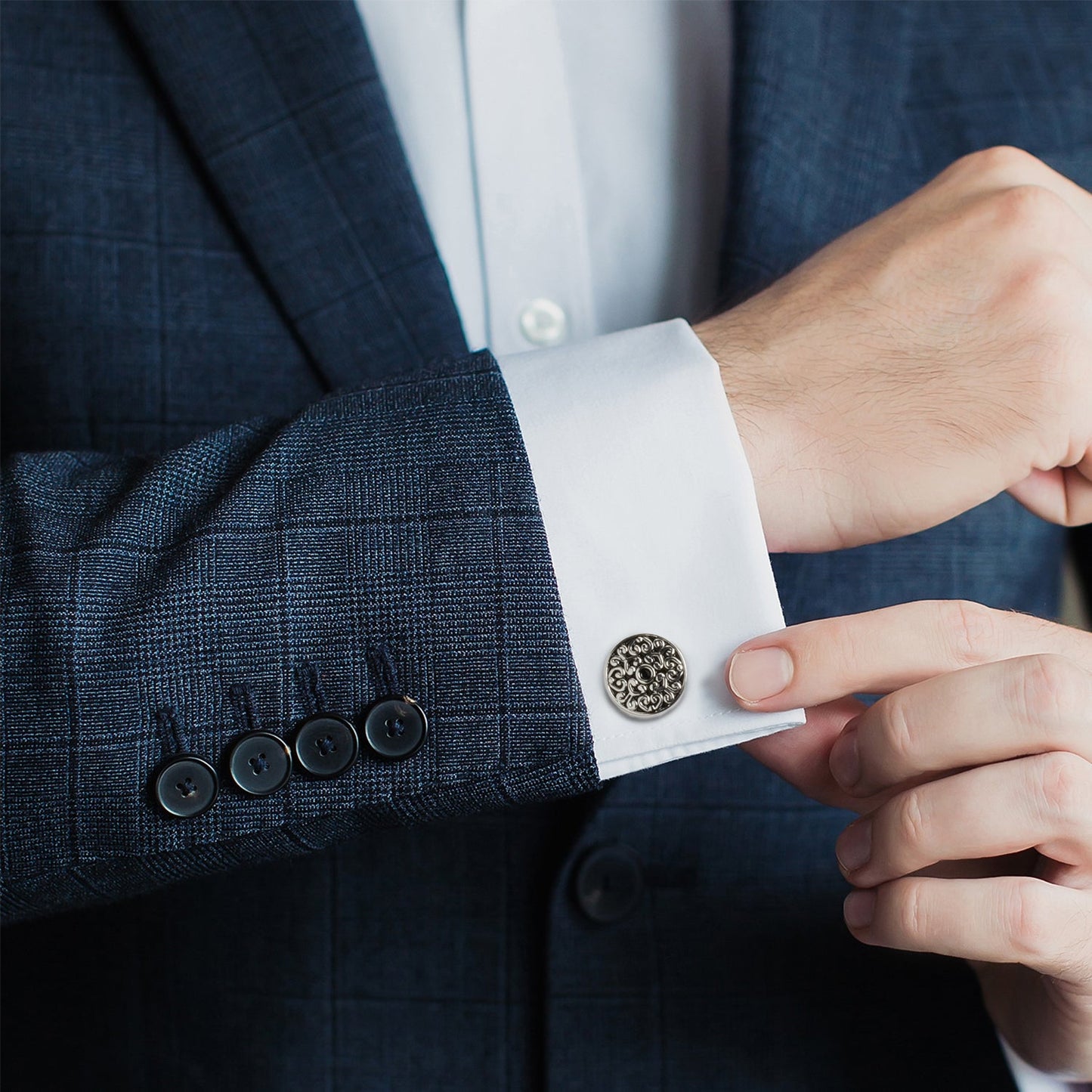 Antique Filigree Round Cufflinks - Cufflinks.com - Flyclothing LLC