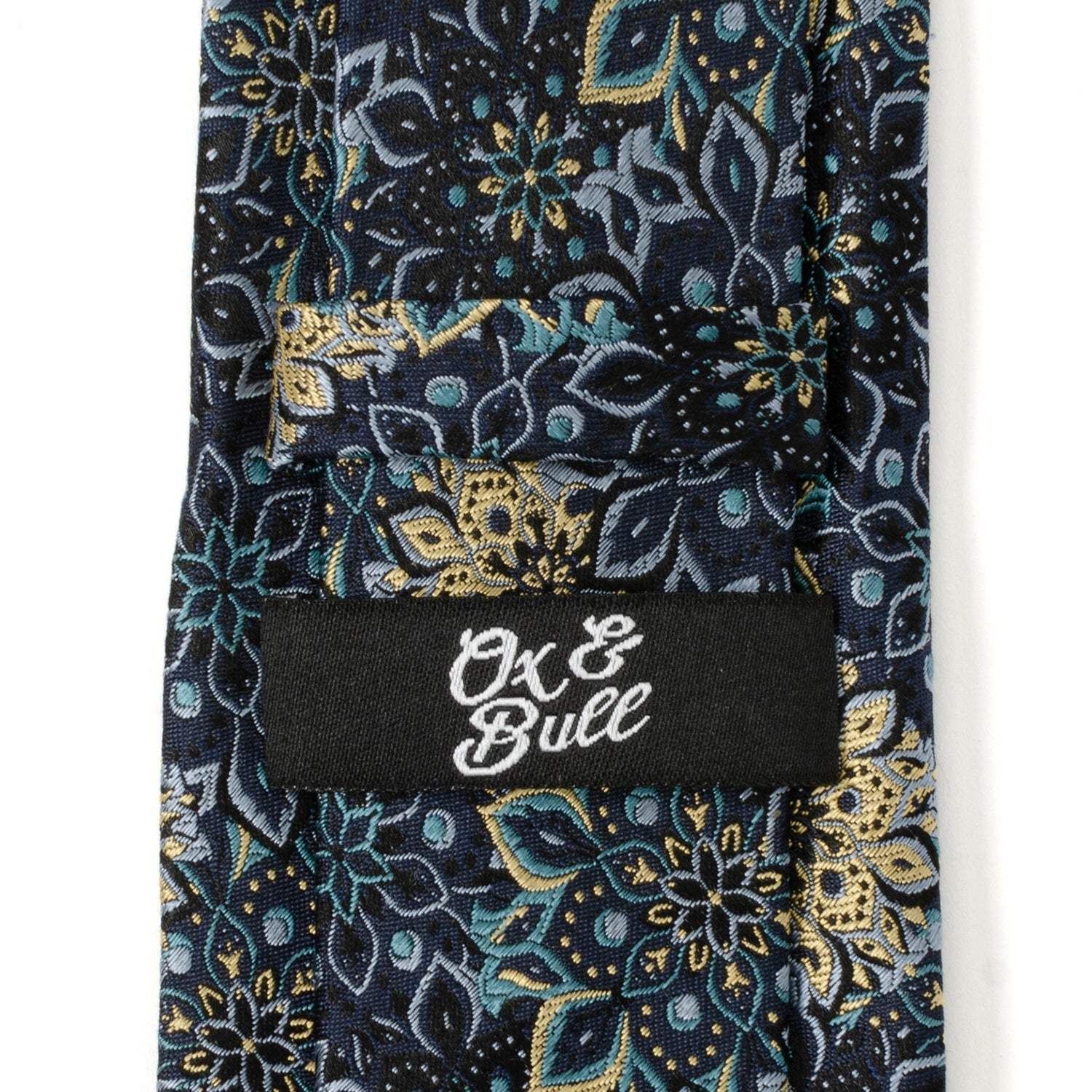 Kaleido Floral Navy Tan Accented Men's Tie - Cufflinks.com - Flyclothing LLC