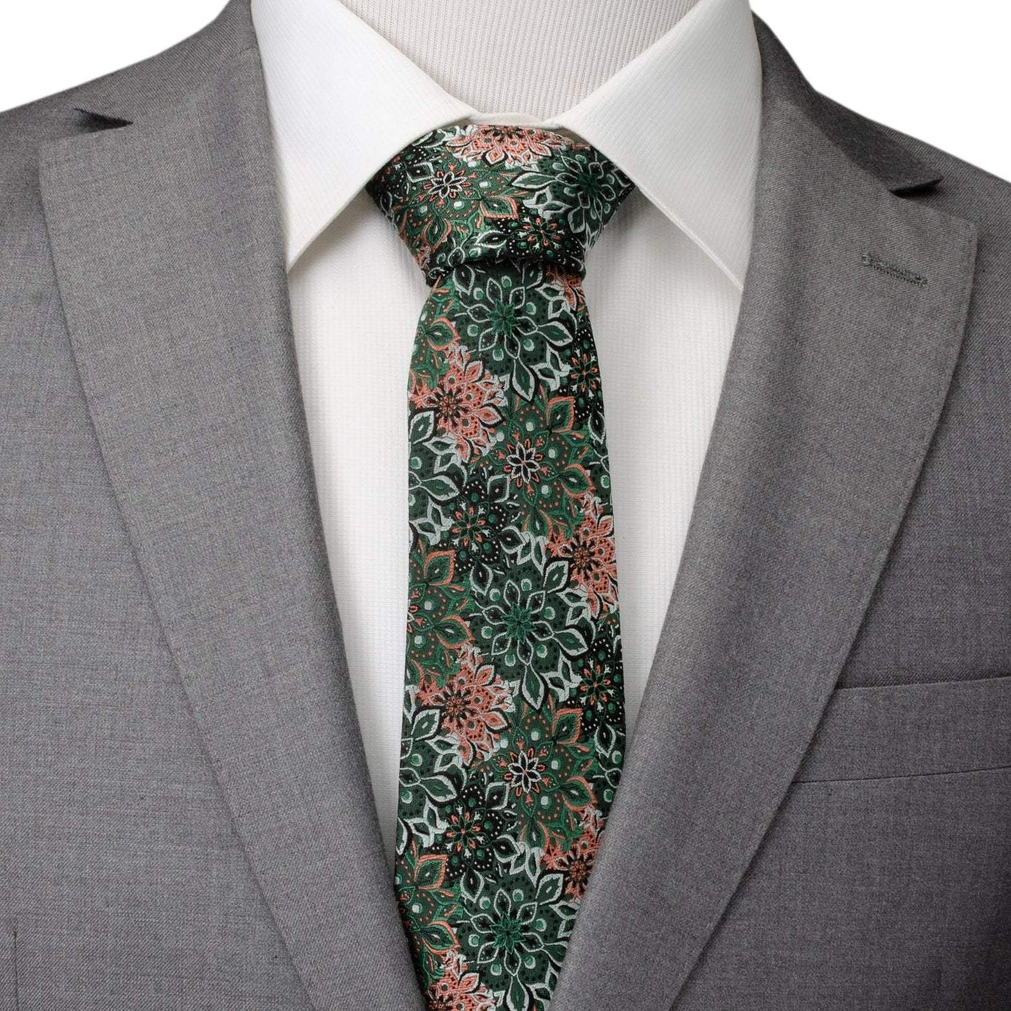 Green Floral Tie and Pocket Square Gift Set - Cufflinks.com - Flyclothing LLC