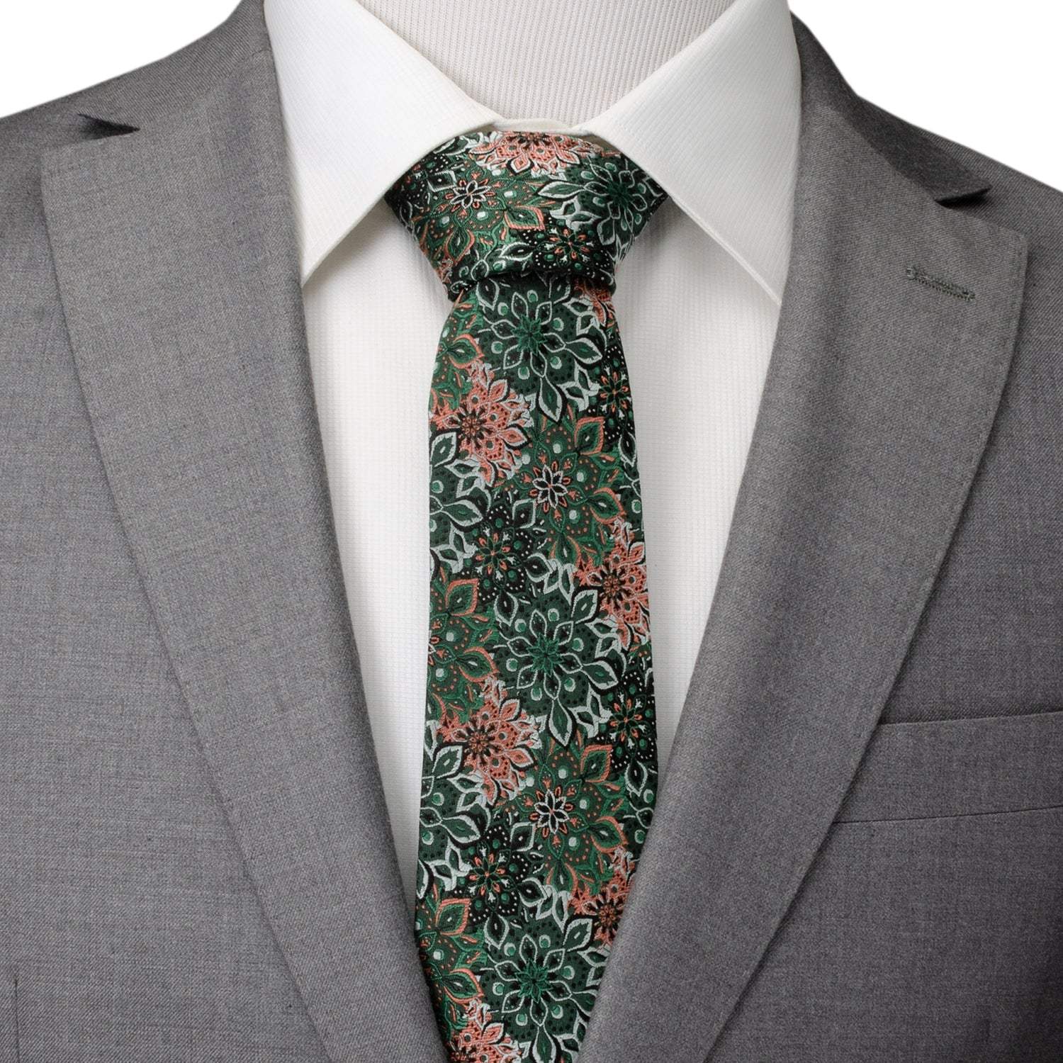 Green Floral Tie and Pocket Square Gift Set - Cufflinks.com - Flyclothing LLC