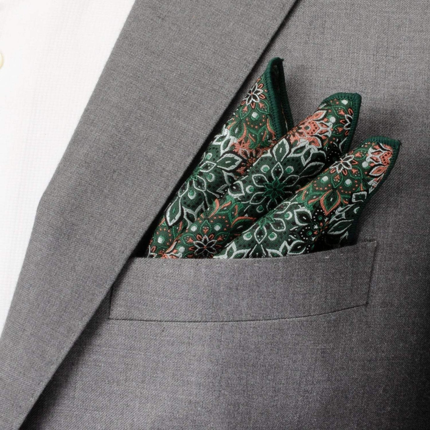 Green Floral Tie and Pocket Square Gift Set - Cufflinks.com - Flyclothing LLC