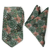 Green Floral Tie and Pocket Square Gift Set - Cufflinks.com - Flyclothing LLC