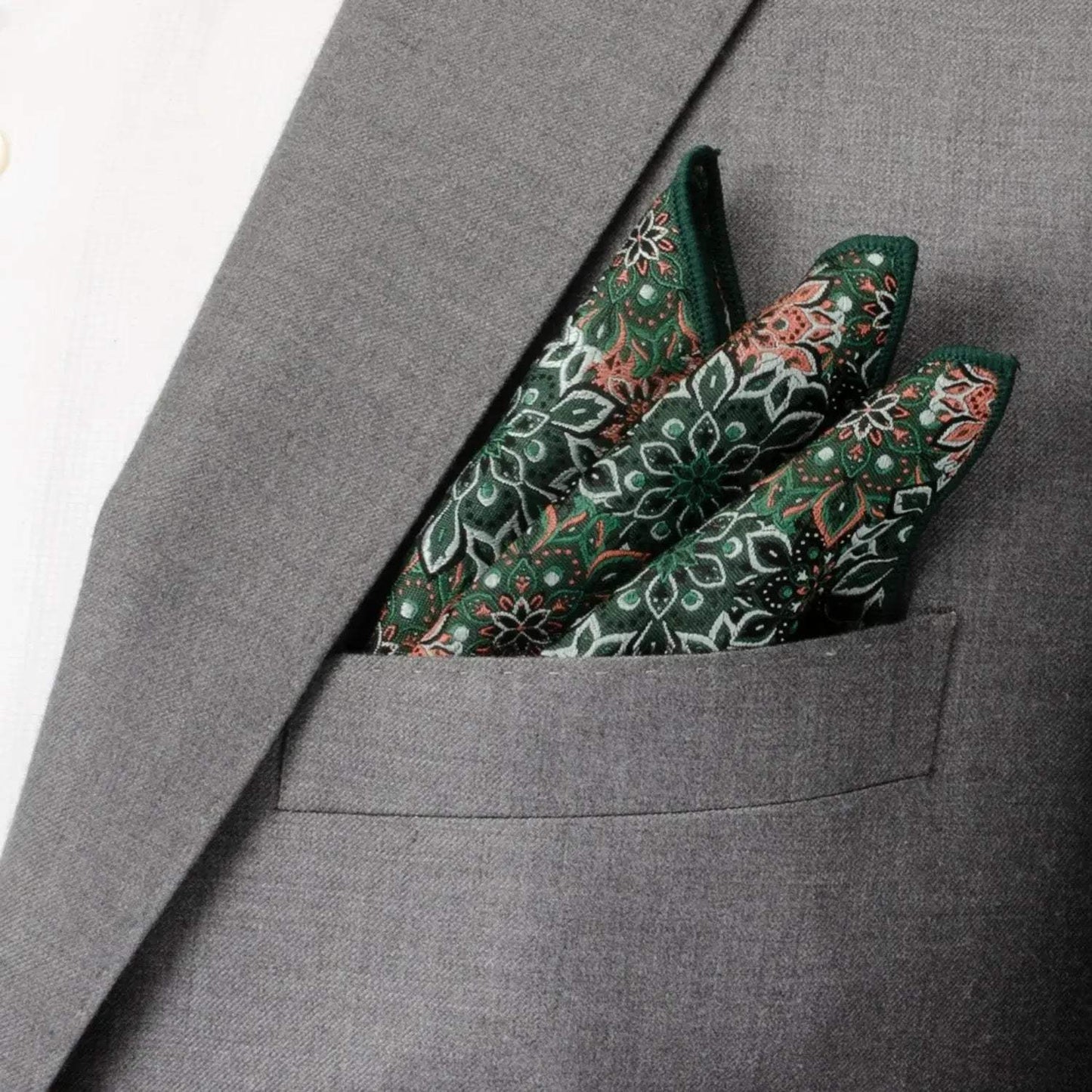 Green Floral Pocket Square - Cufflinks.com - Flyclothing LLC