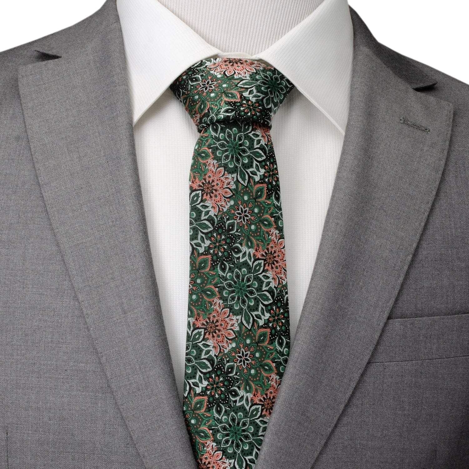Kaleido Floral Coral Accented Men's Tie - Cufflinks.com - Flyclothing LLC