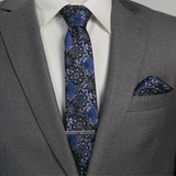 Navy Floral Pocket Square - Cufflinks.com - Flyclothing LLC