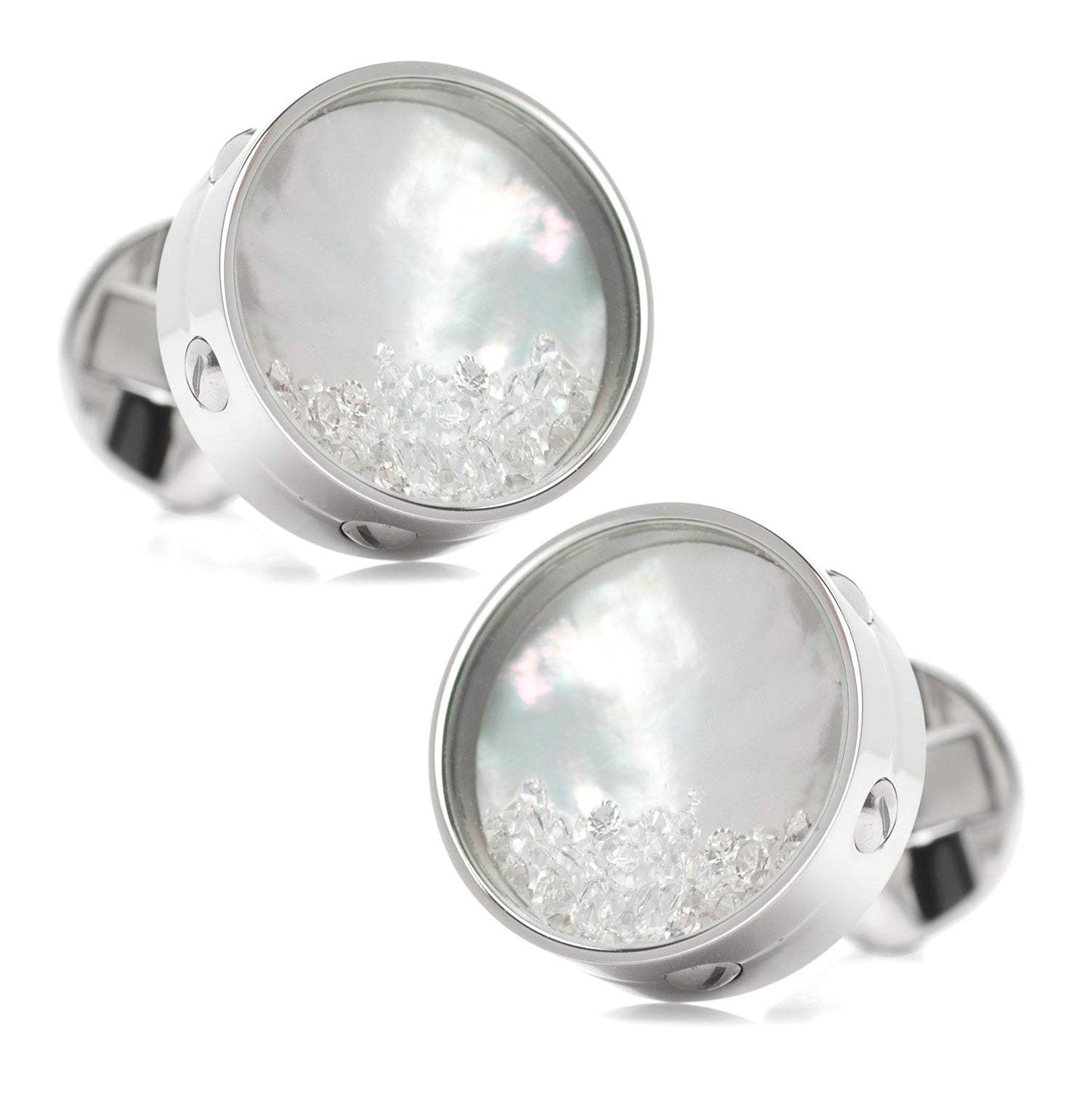 Mother of Pearl Floating Crystals Cufflinks - Cufflinks.com - Flyclothing LLC