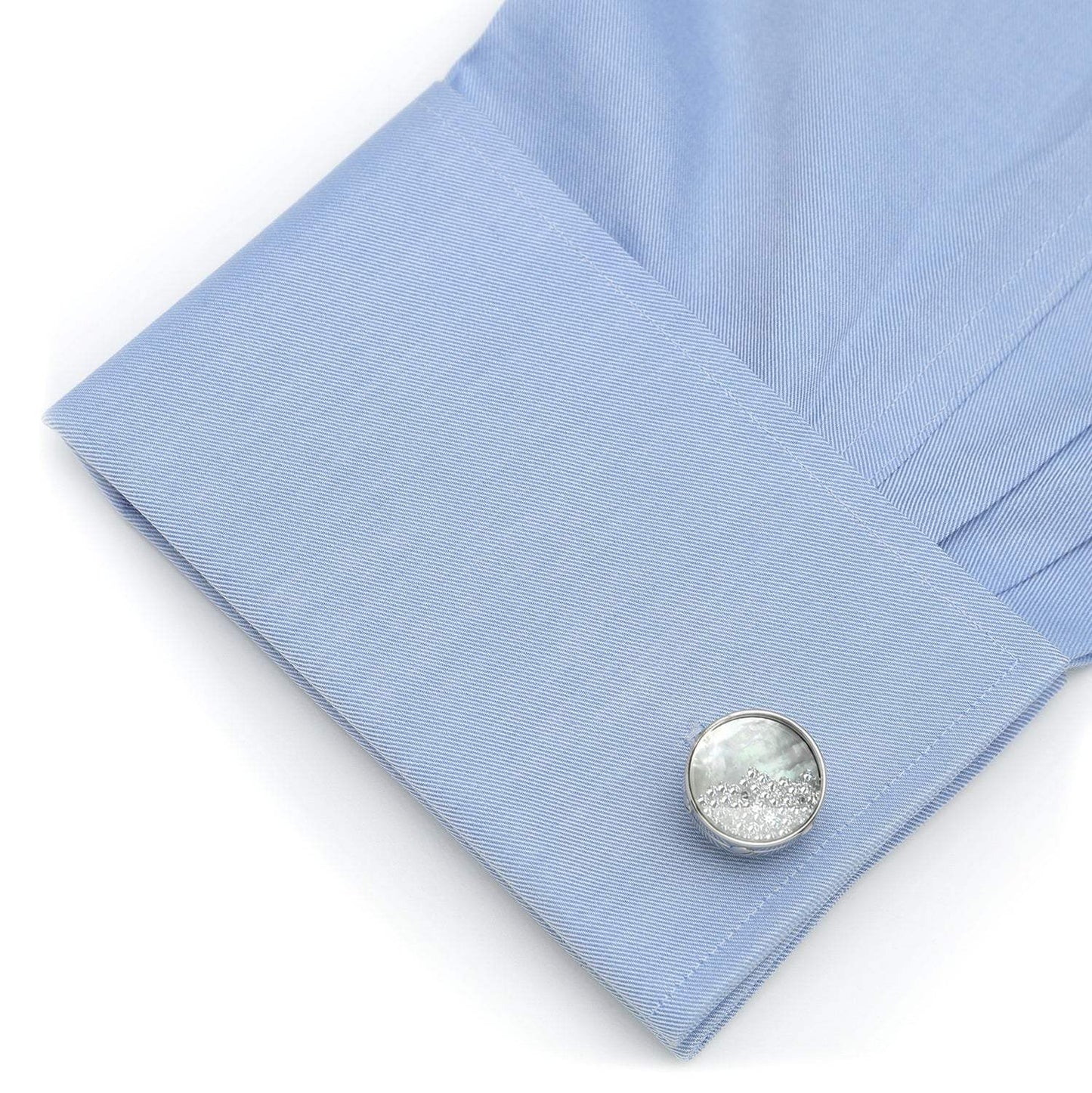 Mother of Pearl Floating Crystals Cufflinks - Cufflinks.com - Flyclothing LLC