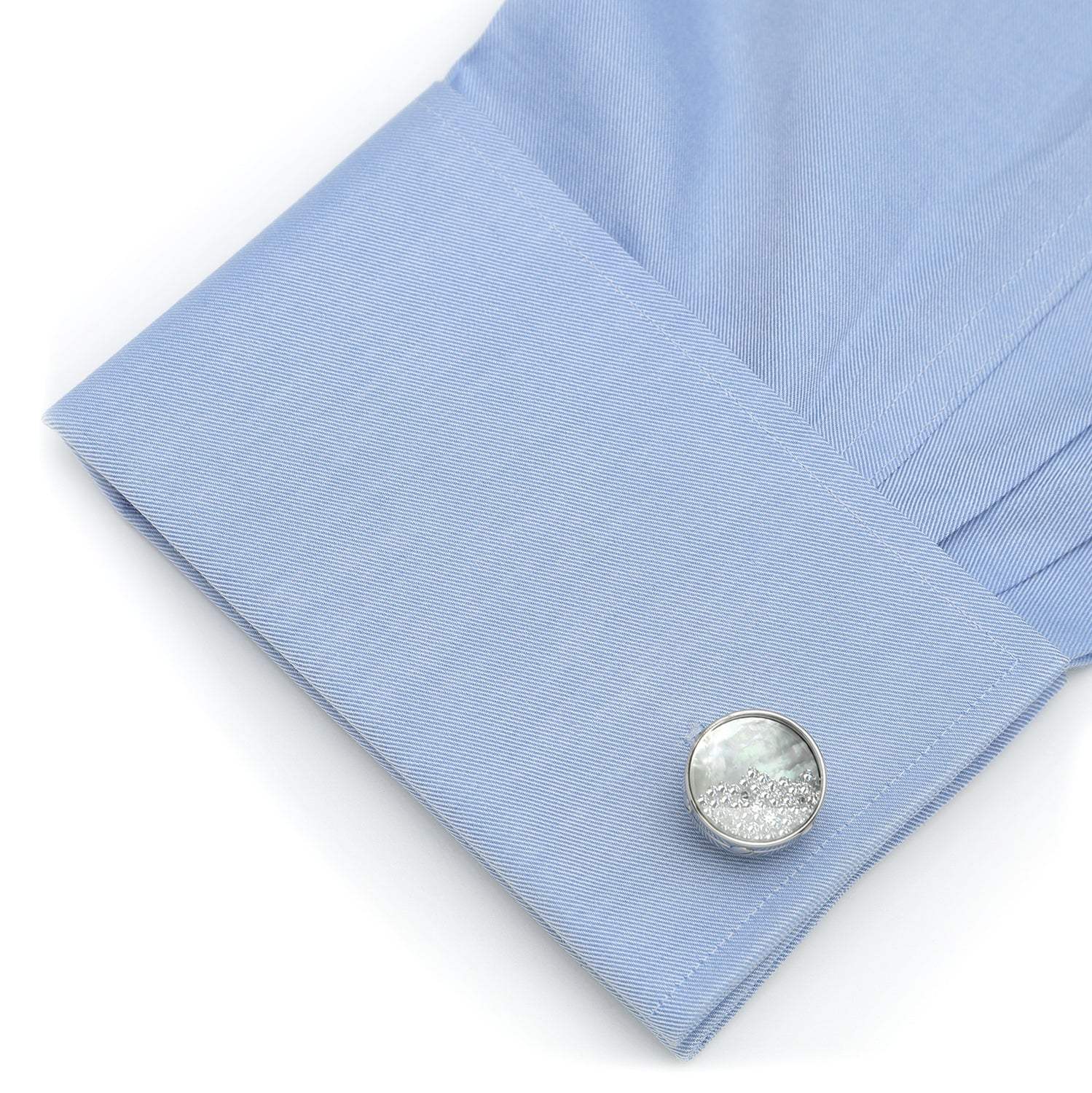Mother of Pearl Floating Crystals Cufflinks - Cufflinks.com - Flyclothing LLC