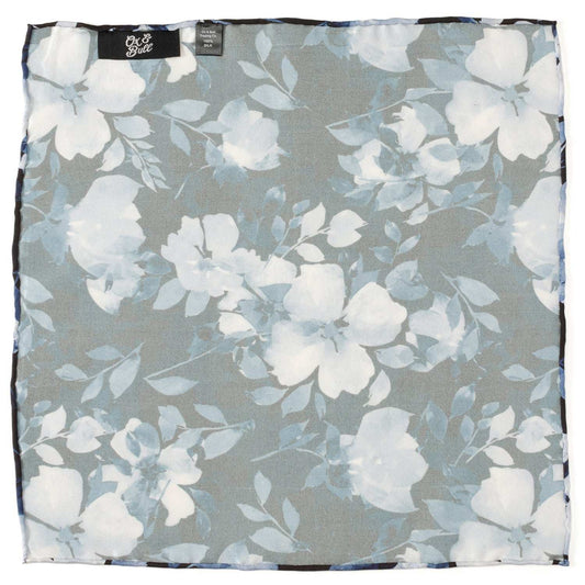Painted Floral Black Pocket Square - Cufflinks.com - Flyclothing LLC