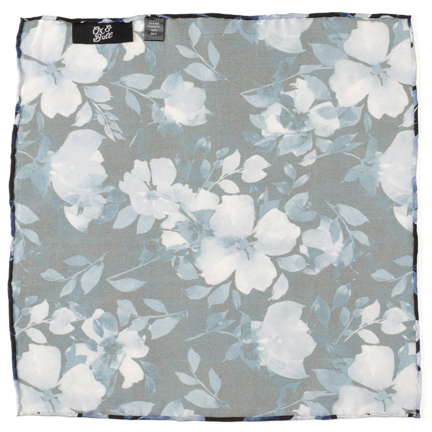 Painted Floral Black Pocket Square - Cufflinks.com - Flyclothing LLC