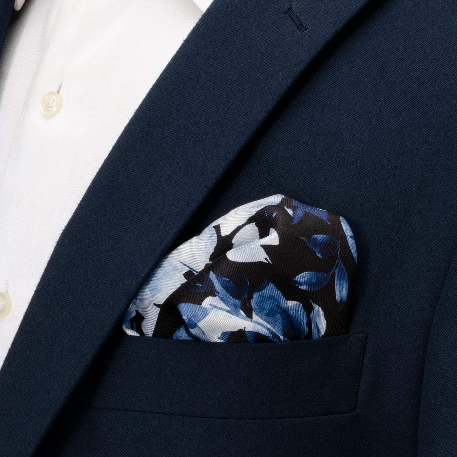 Painted Floral Black Pocket Square - Cufflinks.com - Flyclothing LLC