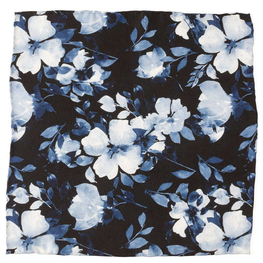 Painted Floral Black Pocket Square - Cufflinks.com - Flyclothing LLC