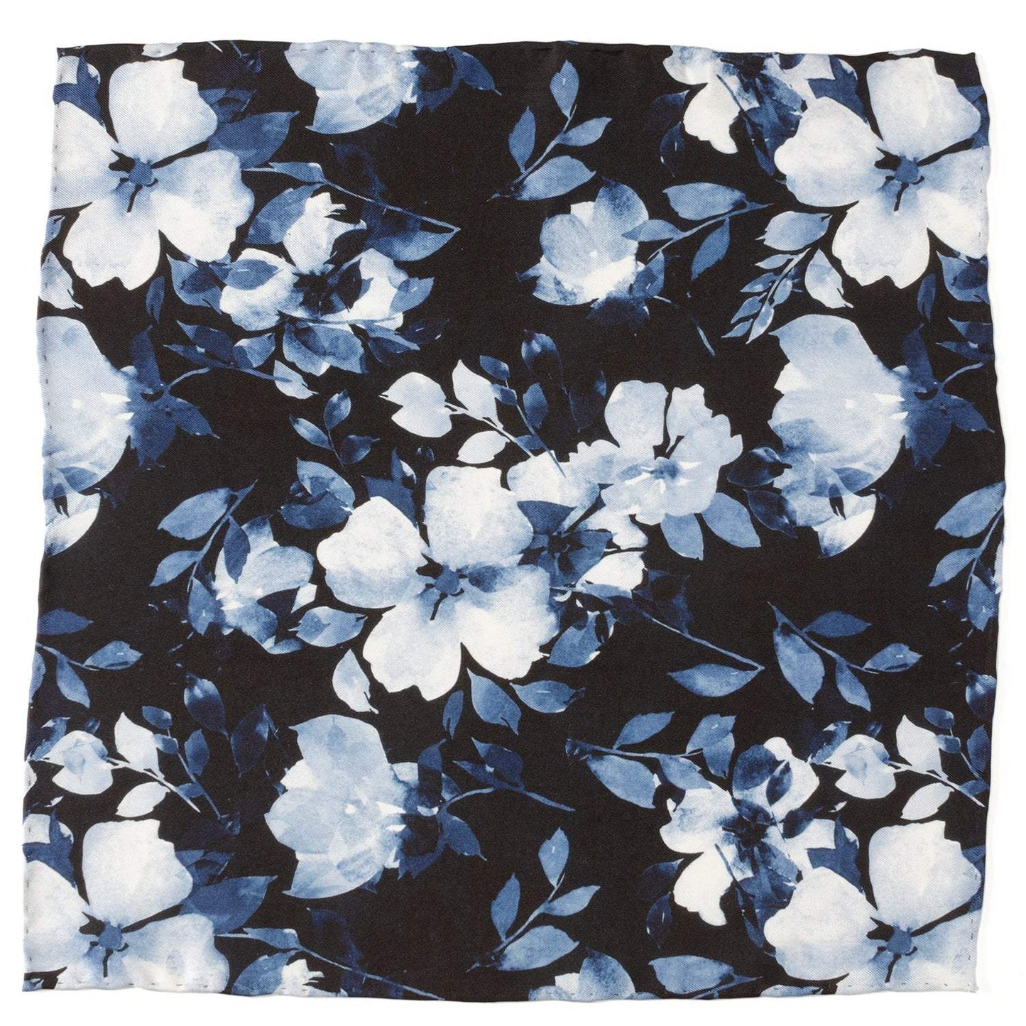Painted Floral Black Pocket Square - Cufflinks.com - Flyclothing LLC
