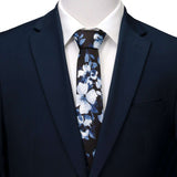 Painted Floral Blue Necktie and Pocket Square Gift Set - Cufflinks.com - Flyclothing LLC