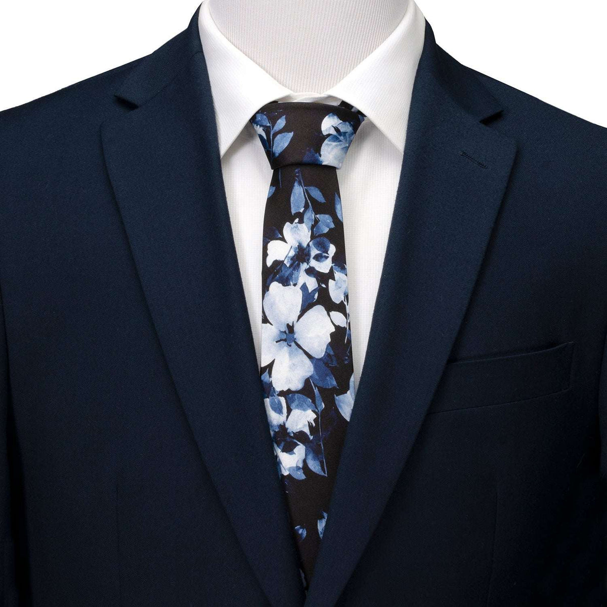 Painted Floral Blue Necktie and Pocket Square Gift Set - Cufflinks.com - Flyclothing LLC