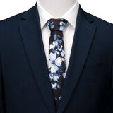 Painted Floral Blue Necktie and Pocket Square Gift Set - Cufflinks.com - Flyclothing LLC