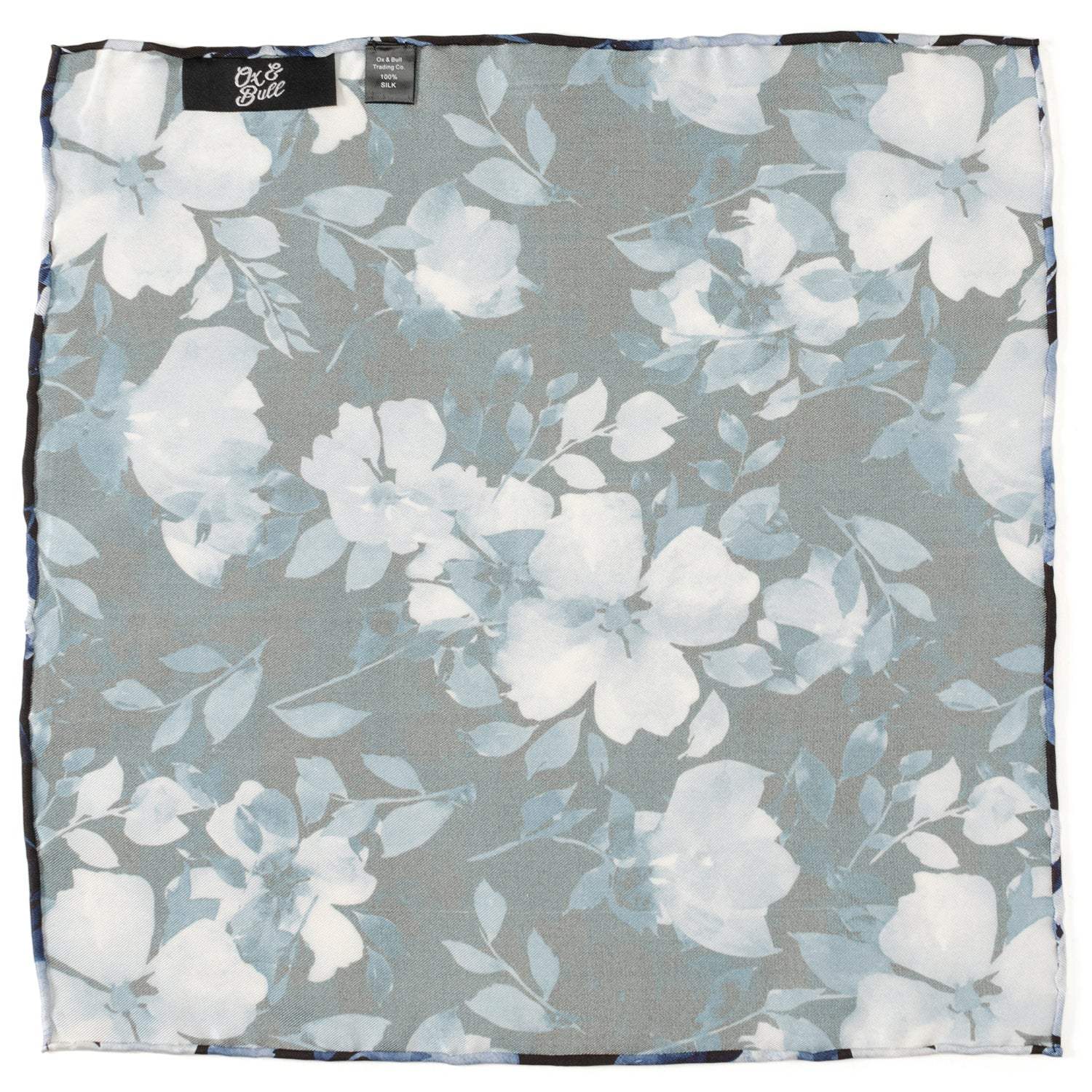 Painted Floral Blue Necktie and Pocket Square Gift Set - Cufflinks.com - Flyclothing LLC