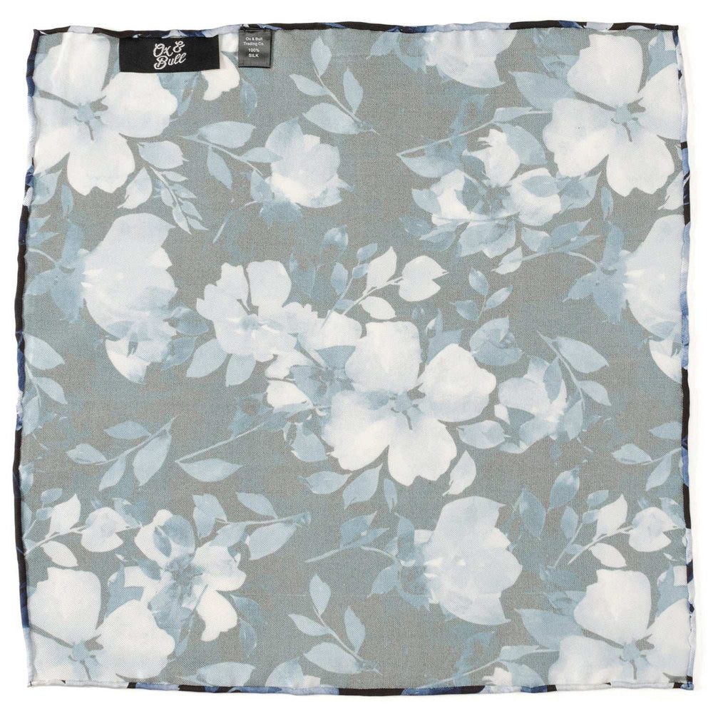 Painted Floral Blue Necktie and Pocket Square Gift Set - Cufflinks.com - Flyclothing LLC