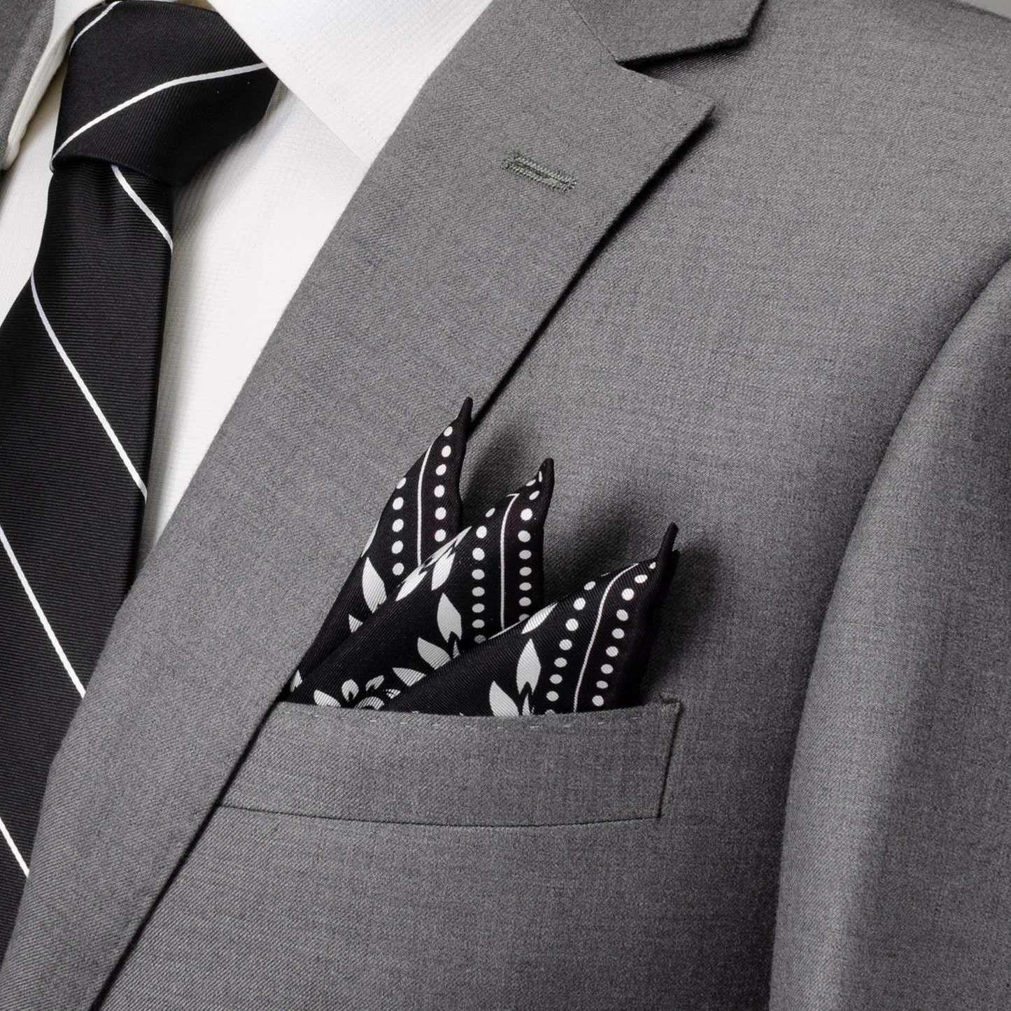 Black/White Men's Silk Pocket Square - Cufflinks.com - Flyclothing LLC