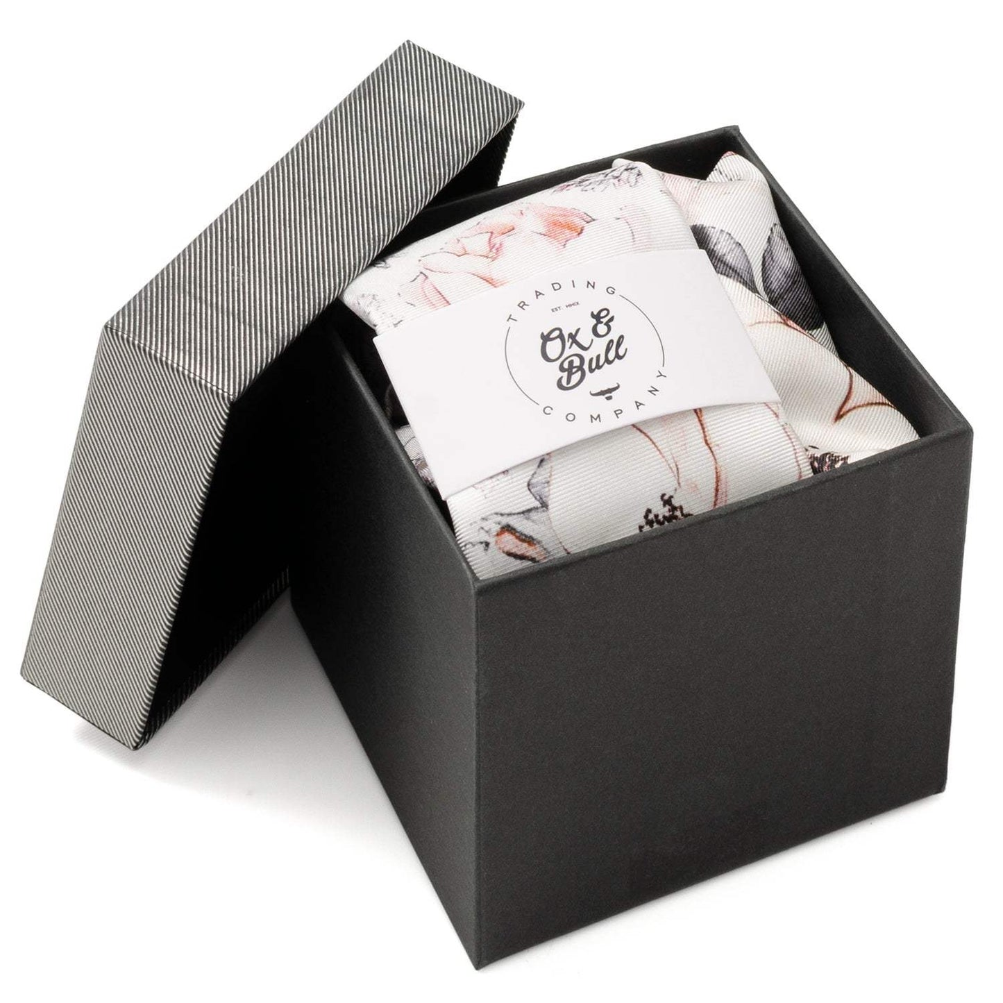 Painted Floral Gray Necktie and Pocket Square Gift Set - Cufflinks.com - Flyclothing LLC