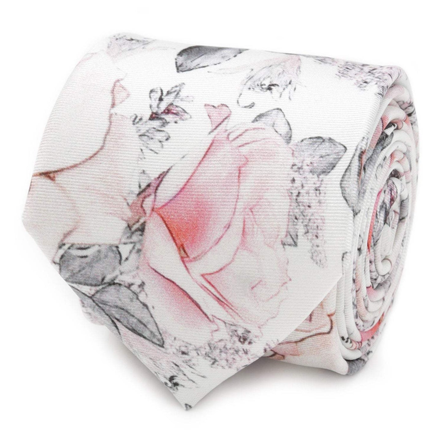 Painted Floral Gray Necktie and Pocket Square Gift Set - Cufflinks.com - Flyclothing LLC