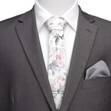 Painted Floral Gray Necktie and Pocket Square Gift Set - Cufflinks.com - Flyclothing LLC