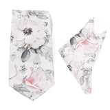 Painted Floral Gray Necktie and Pocket Square Gift Set - Cufflinks.com - Flyclothing LLC