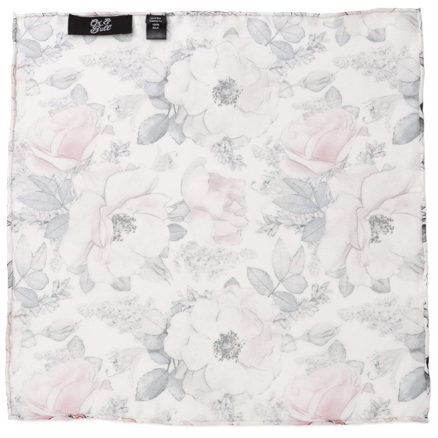 Painted Floral Gray Pocket Square - Cufflinks.com - Flyclothing LLC