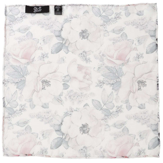 Painted Floral Gray Pocket Square - Cufflinks.com - Flyclothing LLC