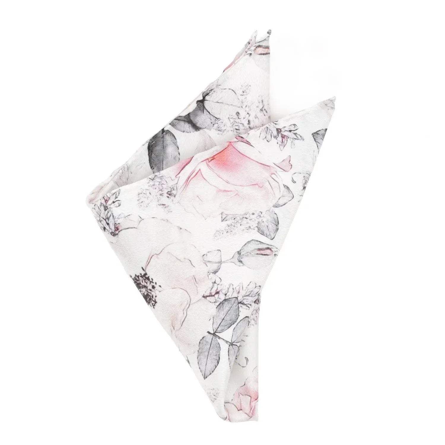 Painted Floral Gray Pocket Square - Cufflinks.com - Flyclothing LLC