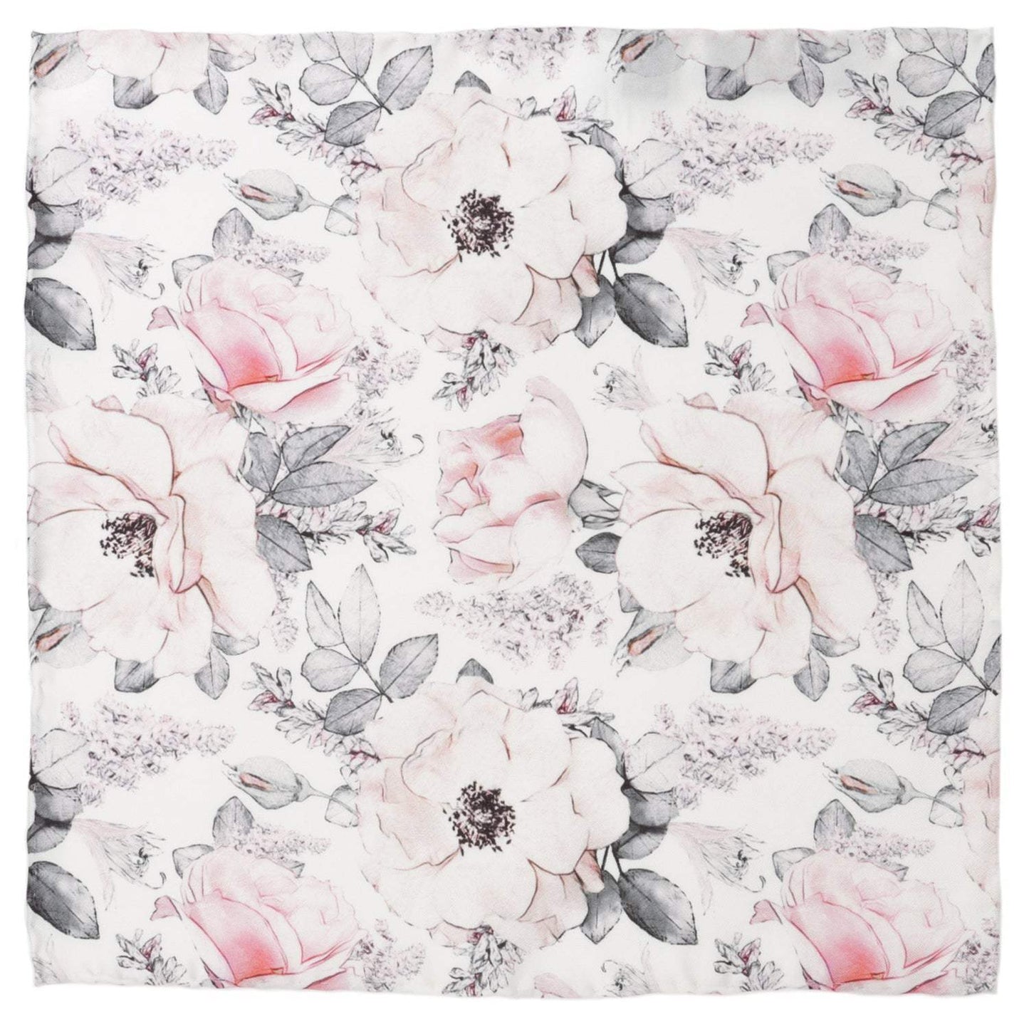 Painted Floral Gray Pocket Square - Cufflinks.com - Flyclothing LLC